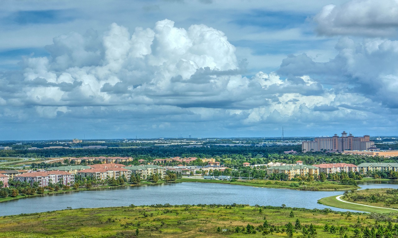 A picture of the city of Fort Myers from a hillside.